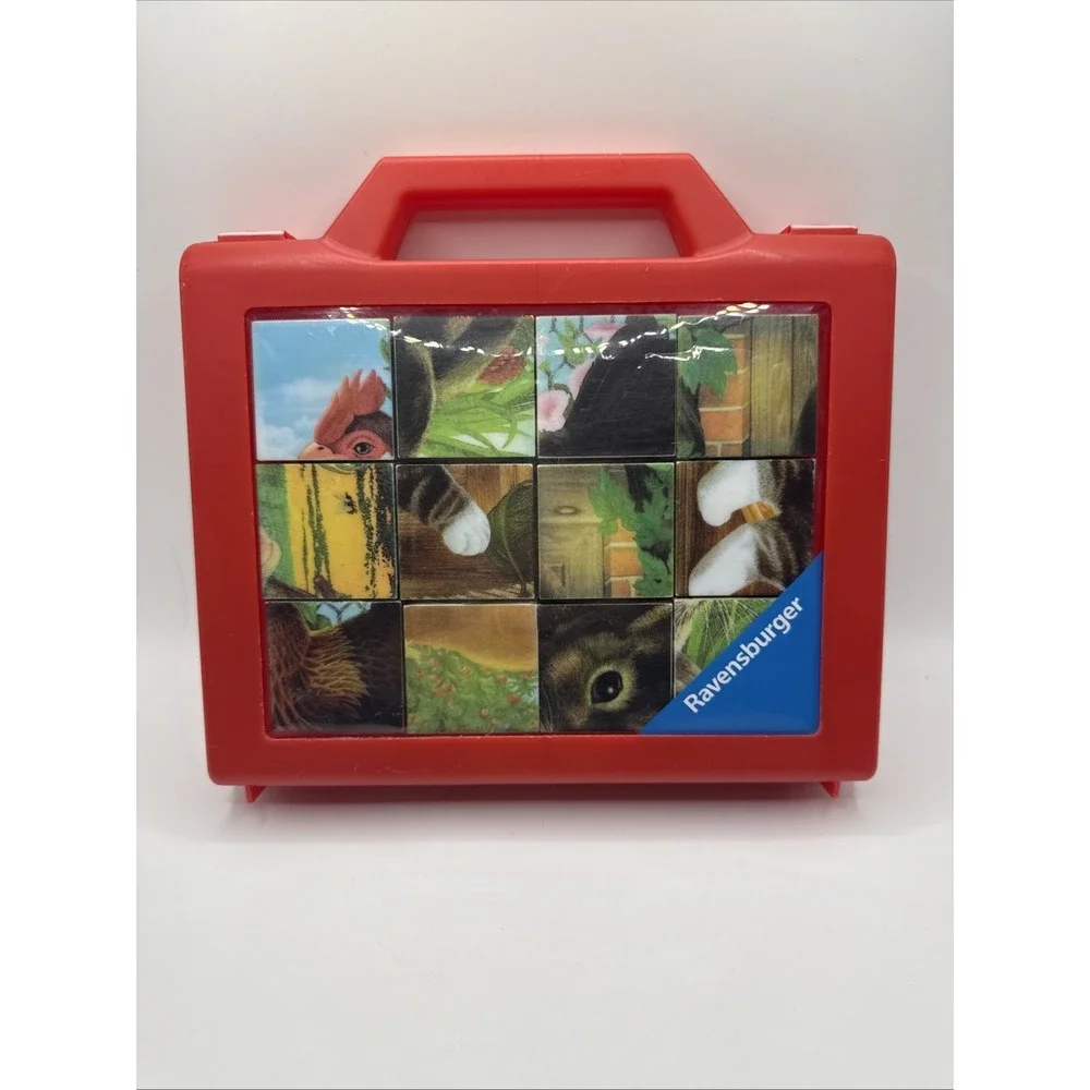 Ravensburger Farm Animals Six Sided Cube Blocks Puzzle With Carry Case 2006